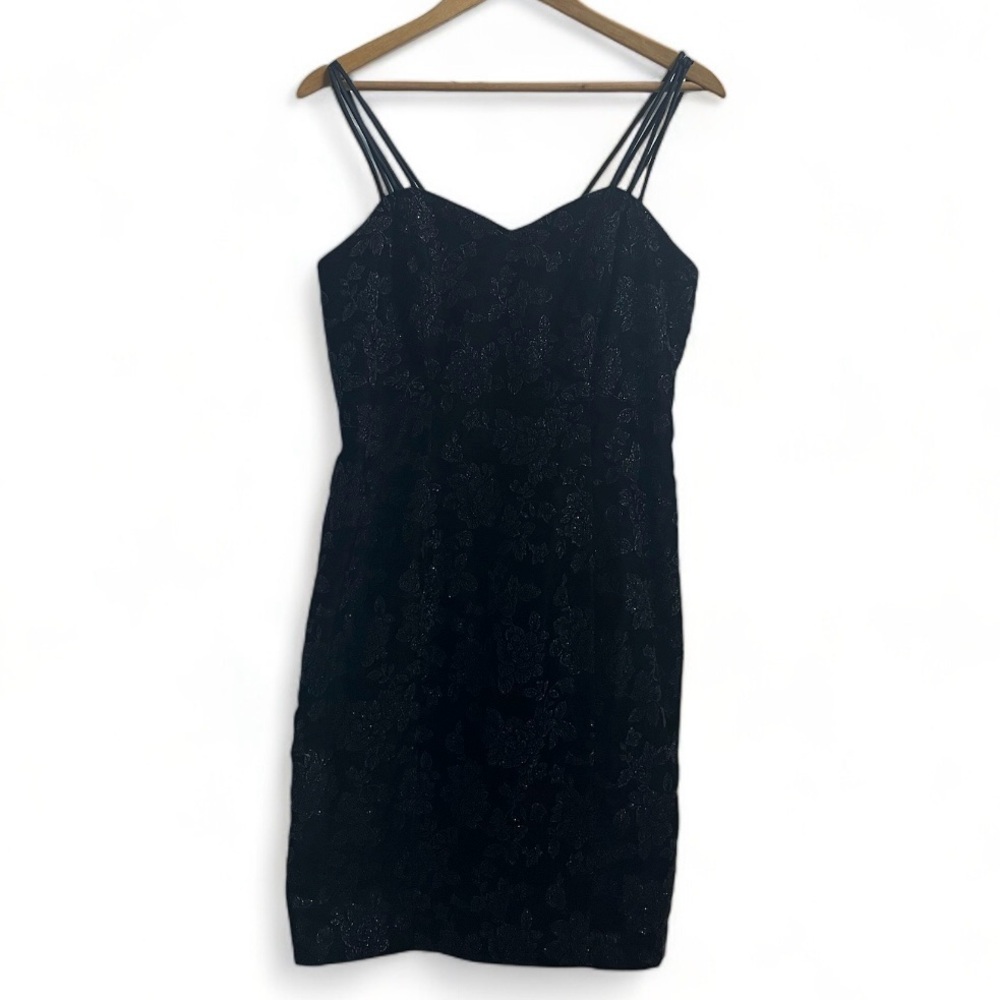 Vintage Onyx Nite Velvet Floral Strappy Shoulder Formal Dress Women's Size 10